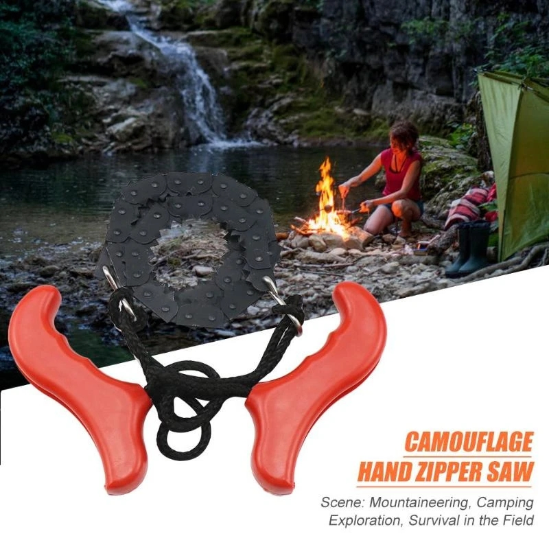 Portable Pocket Hand Chainsaw Outdoor Survival Camping Hiking Wood Cutting Chain Saw Stainless Steel 48cm Chain Saw