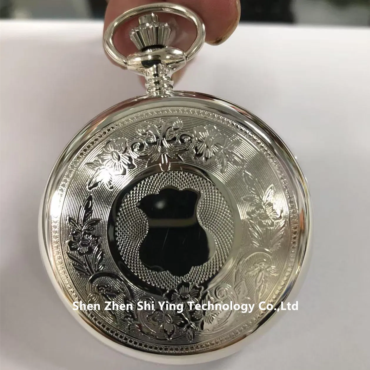 Customized Logo Luxury Sterling 925 Silver Round Mechanical Skeleton Automatic Pocket Watch for Gift