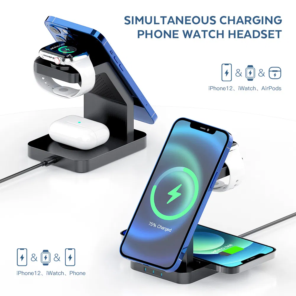 Беспроводная зарядка 3 в 1 для Apple, Samsung, Google, Fitbit