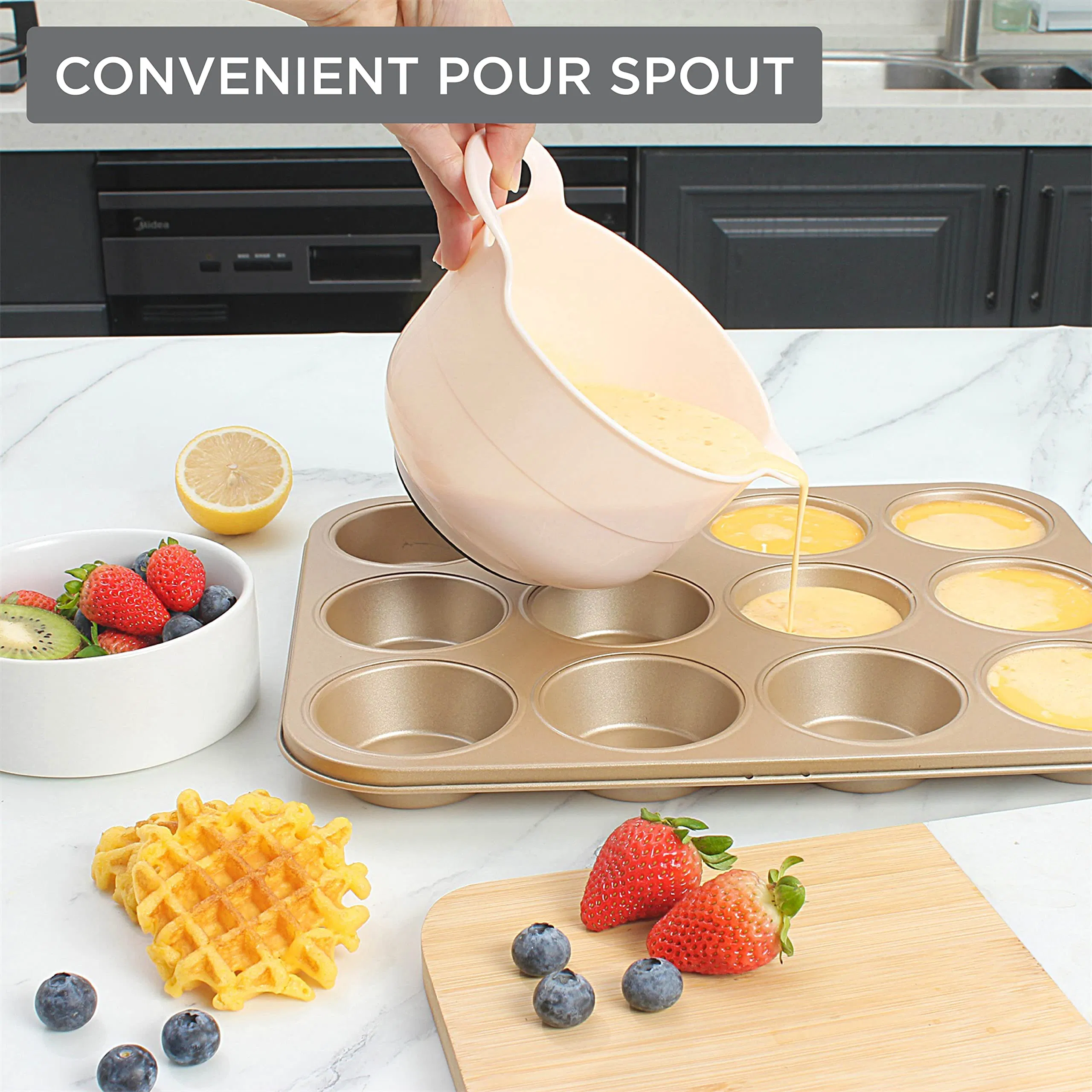 Multicolor 4PCS Mixing Bowls Nesting Plastic Set Pour Spouts Handles Bowl