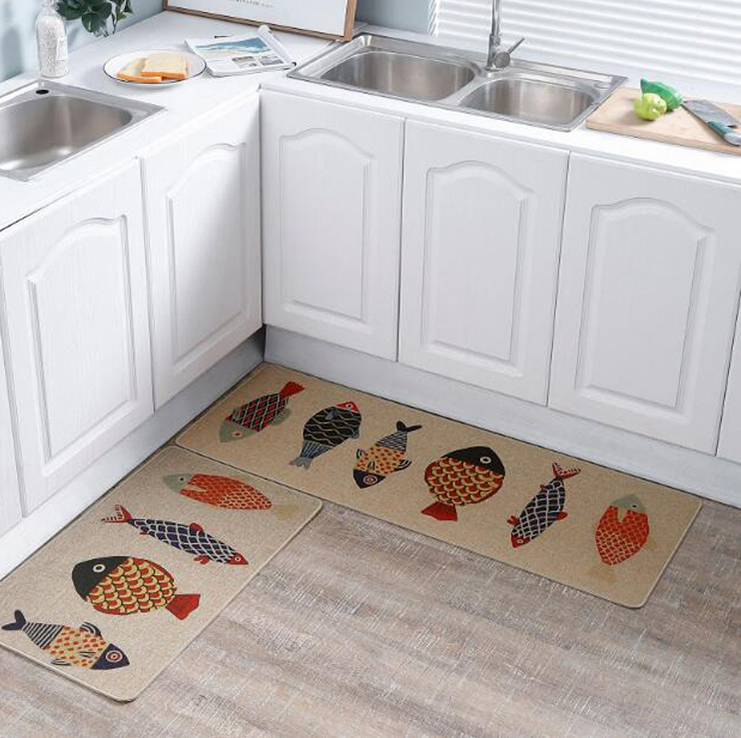 High Quality Linen Non-Slip Kitchen Floor Mat Rubber Carpet Home Door Mat