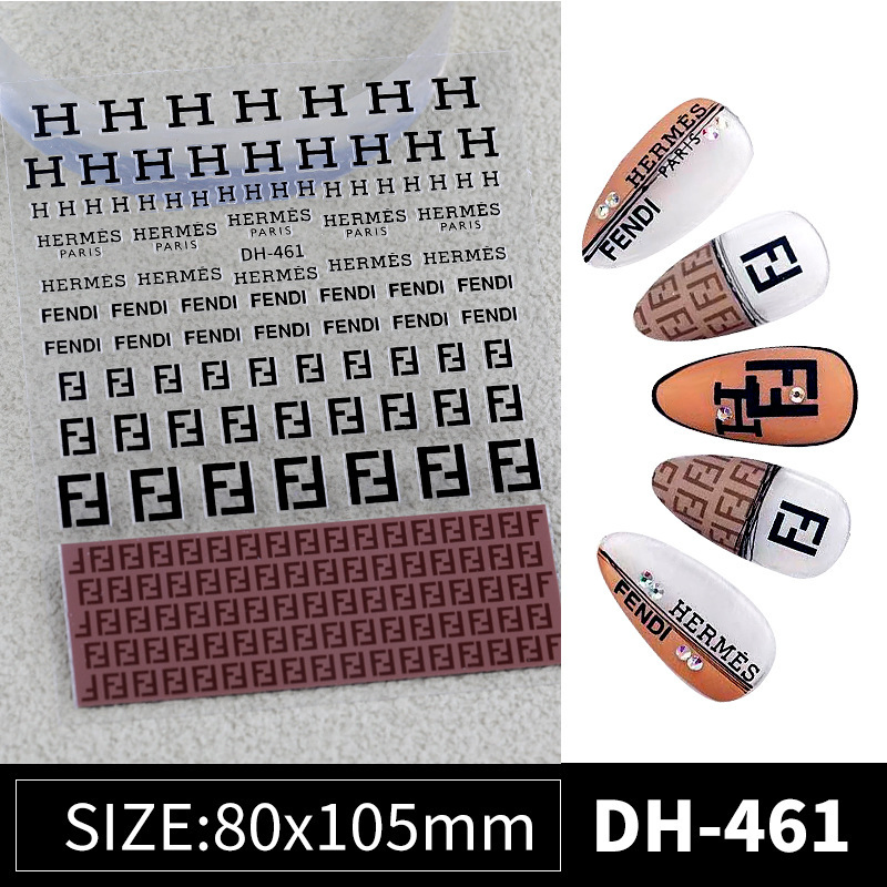 Luxury Brand Logo Nail Art Decoration Self Adhesive Nail Stickers Decals