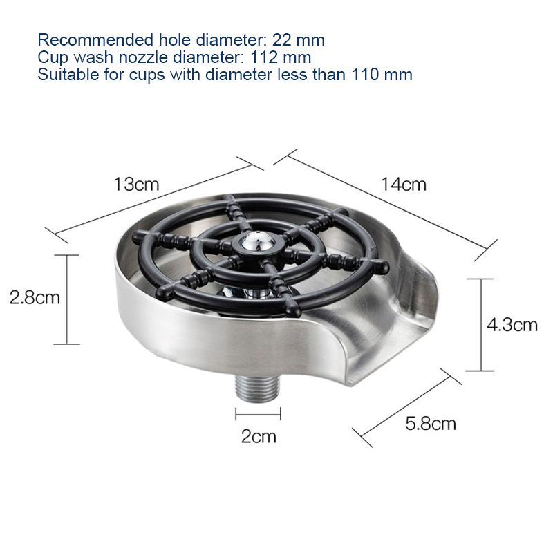 Glass Rinser - Bottle Washer, Kitchen Sink Cup Rinser, Faucet Glass Washer Cleaner Attachment Accessory for Bar Sink