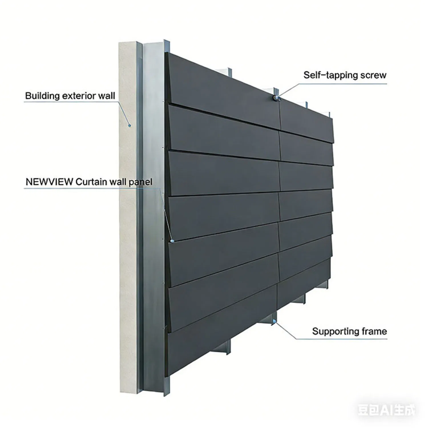 Advanced Tech Heat Insulated Overlapping Screw-Fix Curtain Wall