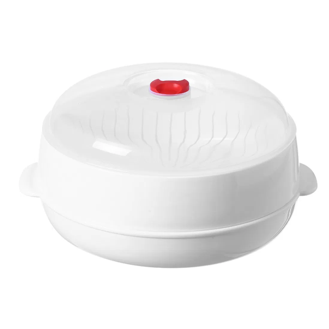 1-Tier Plastic Round Microwave Steamer Heating Steamer for Home Kitchen