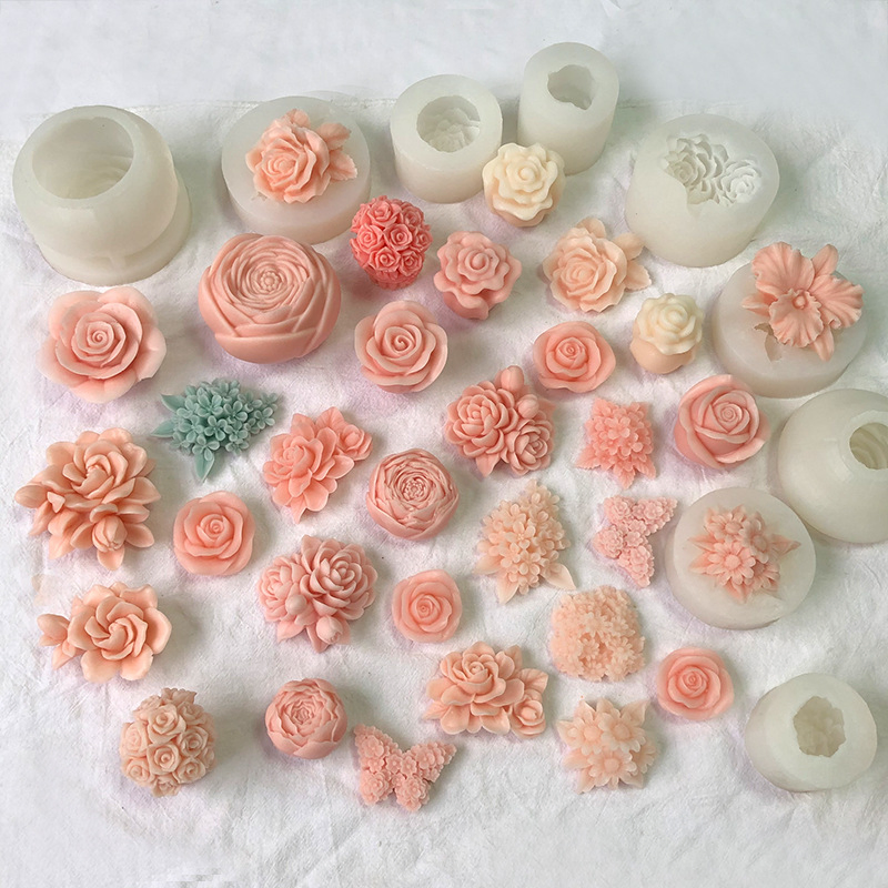 Rose Flower Bud Mold Rose Silicone Candle Ice Mold for Valentine's Day