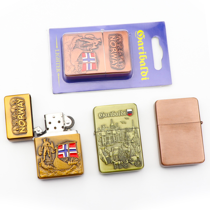 Custom Luxury Souvenirs Metal Lighter Windproof Cigar Cigarette Oil Kerosene Lighters