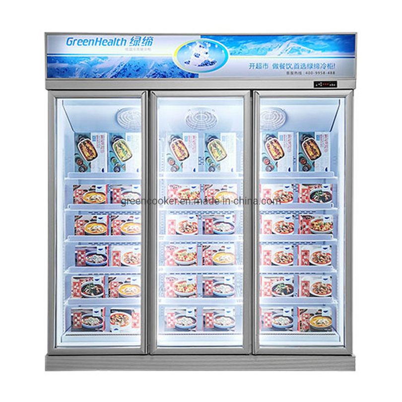 -22 Degree Upright Commercial Display Refrigerator Showcase Ice Cream Glass Door Freezer for Supermarket