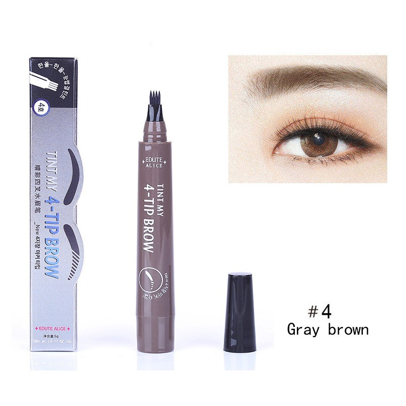 Ep01four-Brow Pencil Liquid Brow Pencil Imitation Wild Waterproof Waterproof Anti-Perspiration Dye 4 Cross-Border Beautiful Color Makeup Explosion Manufacturers