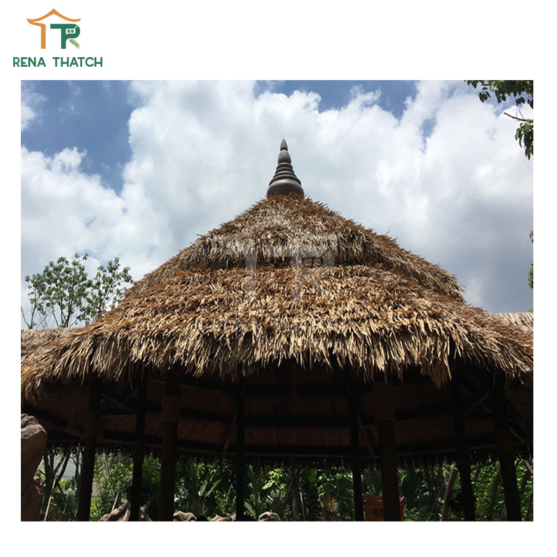 Fire Resistant Plastic Straw Thatched Roof Umbrella Artificial Palm Reed Thatch