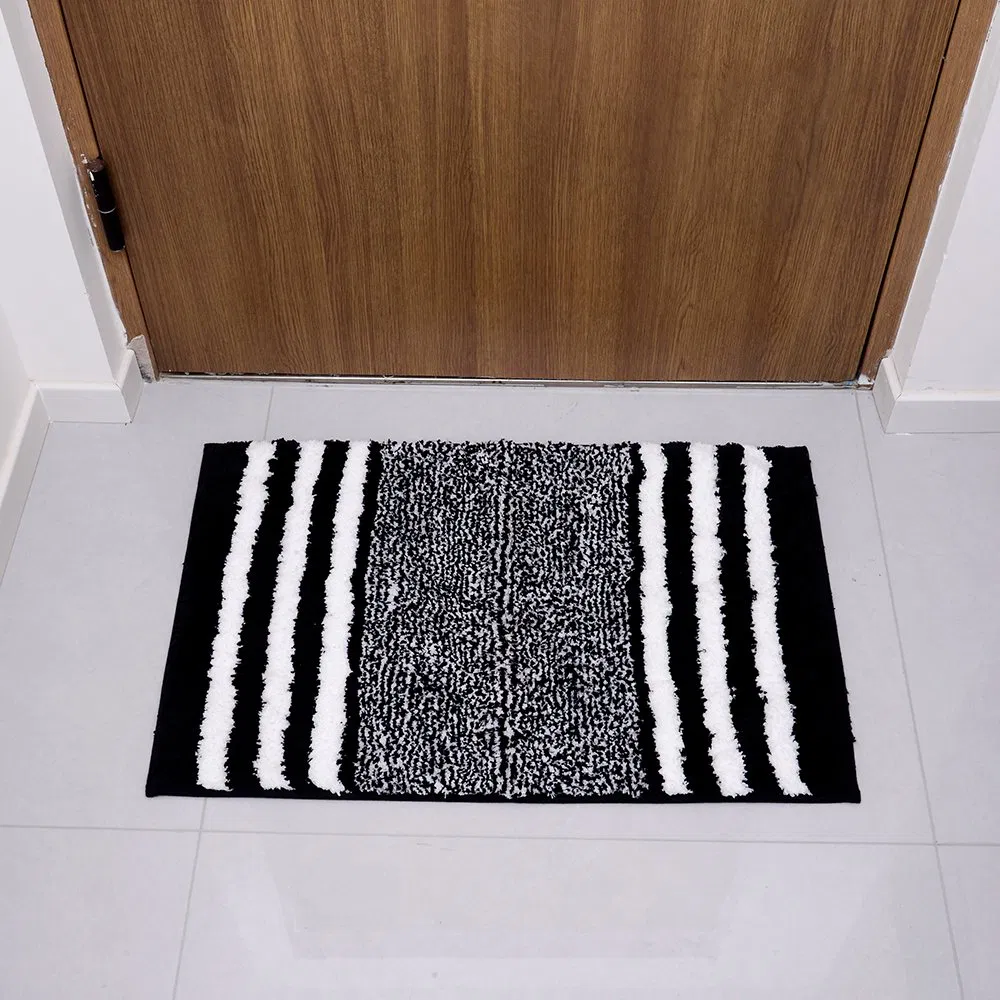 100% Polyester Surface Anti Slip Floor Black Microfiber Mat for Family