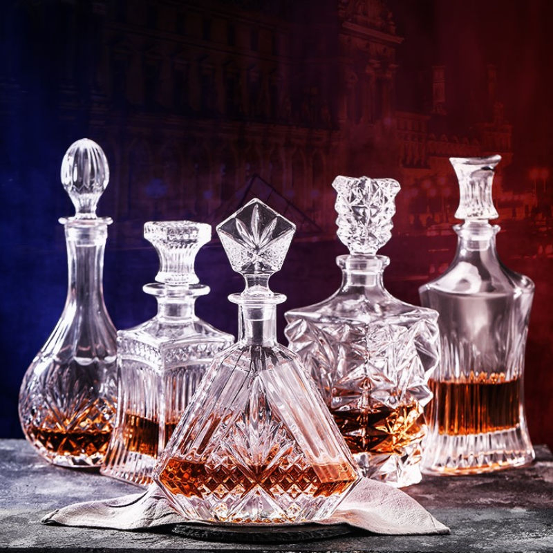 25oz Custom Logo Engrave Clear Glass Empty Whisky Bottle Decanter 750ml Crystal Square Whiskey Decanter