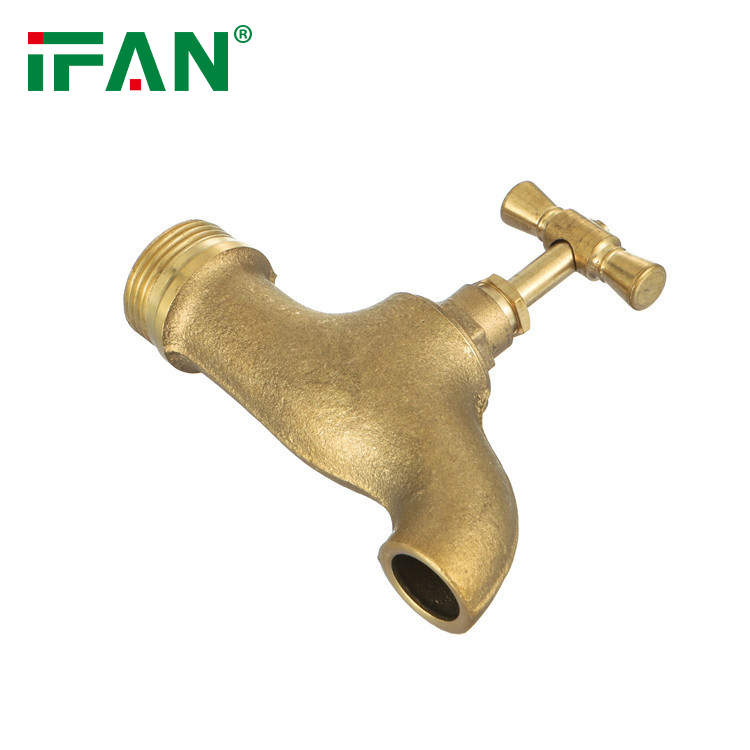 Латунный садовый кран (бибок) Ifan 1/2"-1", желтый