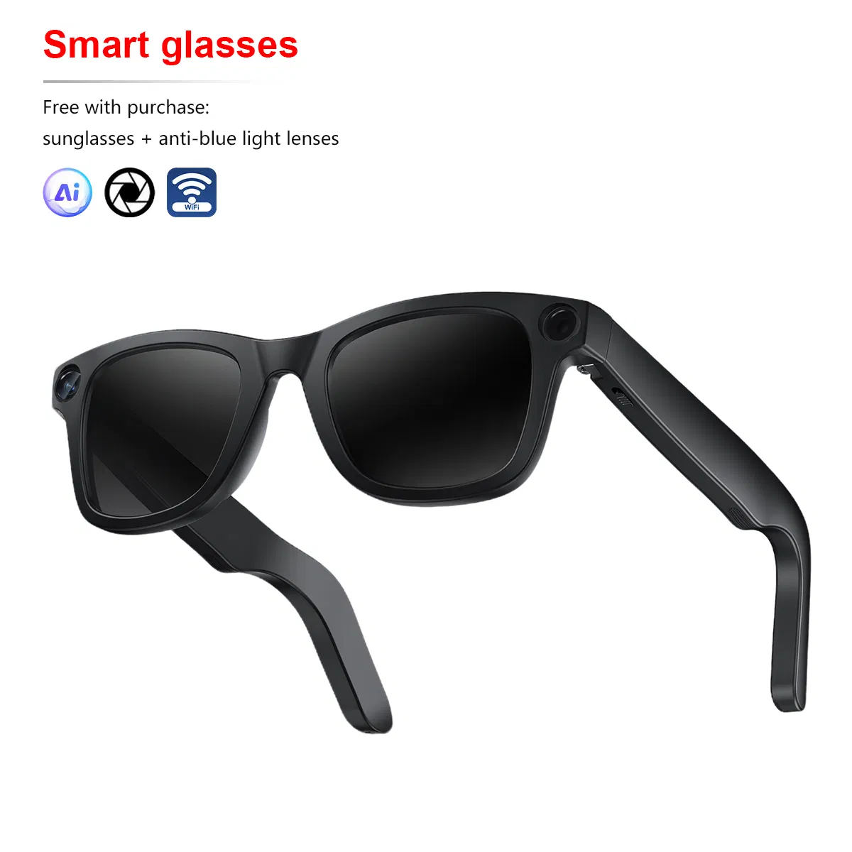 2025 Newest 8.0MP HD Camera Sunglasses Wearable Headset Taking Photos Recording Audio/Video/Music Ai Translation Smart Glasses