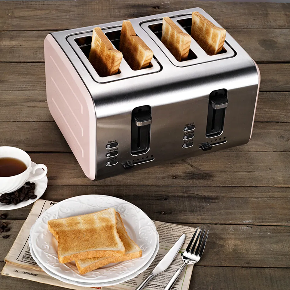 Retro 4 Slice Toaster Home Multifunctional Breakfast Machine Heating Toaster Wide Slot 6 Settings