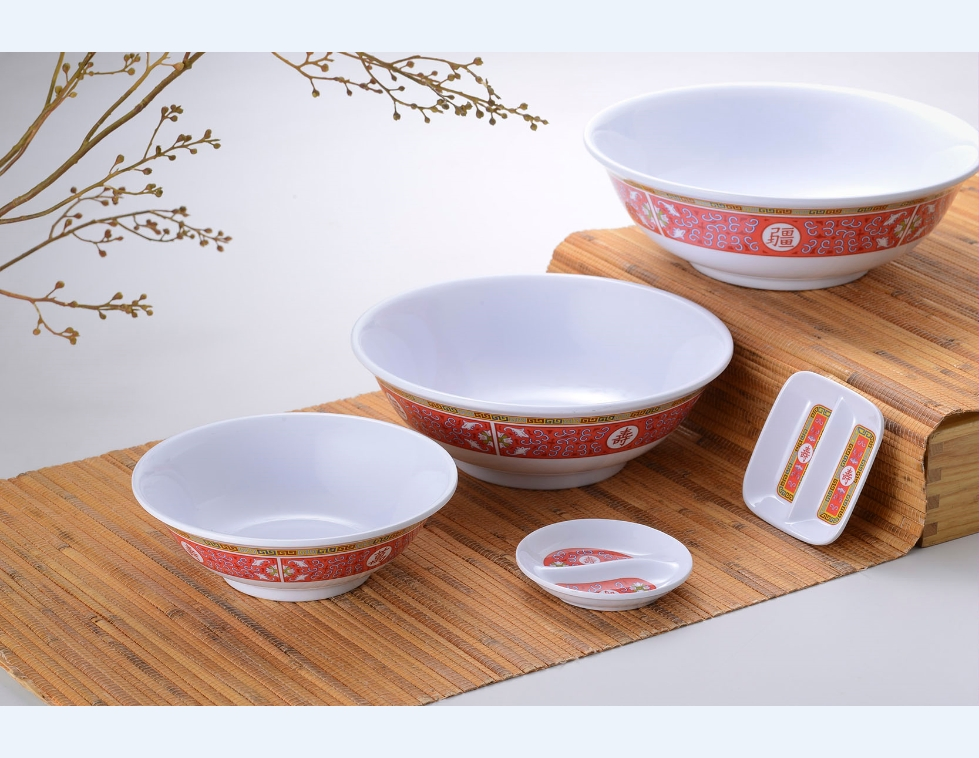 Wholesale Bulk Red Melamine 2-Divided Round Dipping Sauce Dish for Restaurant