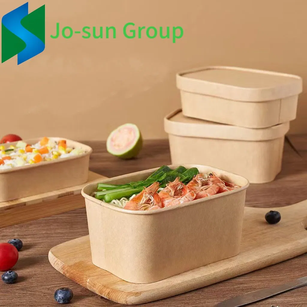 Hot New Products Kraft Box Food Packaging Lunch Box Rectangular Food Paper Box Disposable Food Packing Kraft Paper Tray with Lid