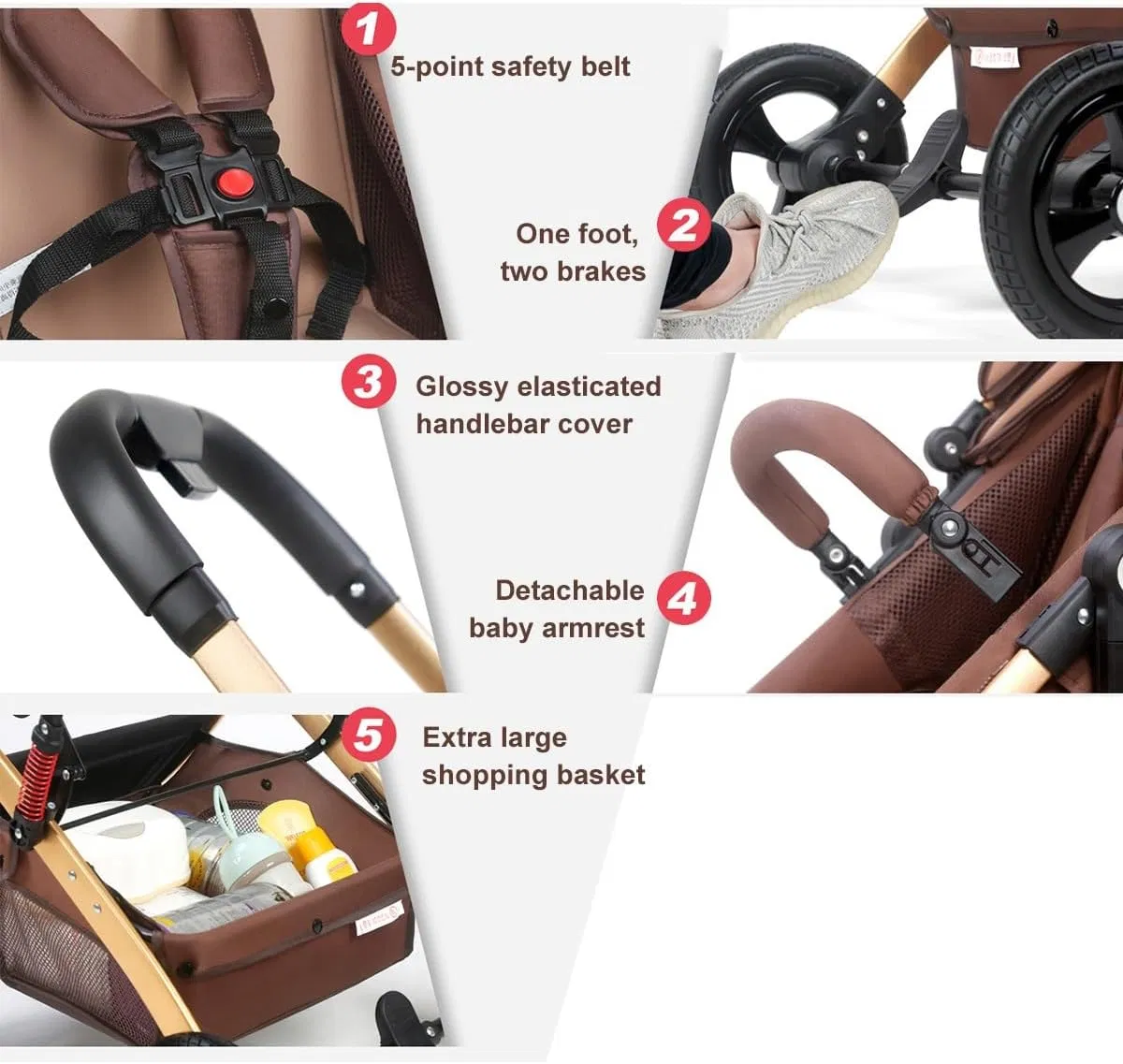 High Quality Multi-Position Reversible Double Twin Stroller for Babies and Toddlers with Bassinet