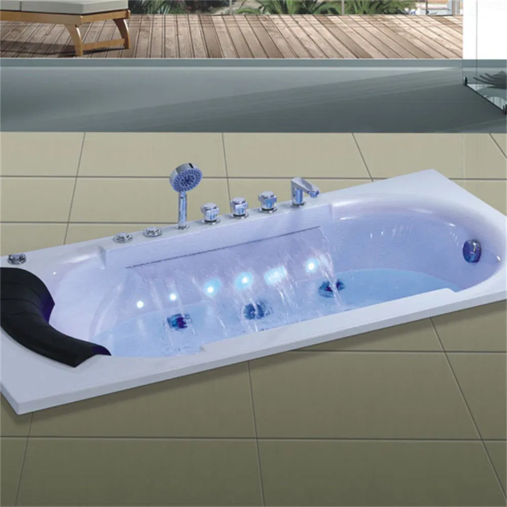 Rectangular Soaking Acrylic Massage Embedded Bathtubs with Lighting and TV