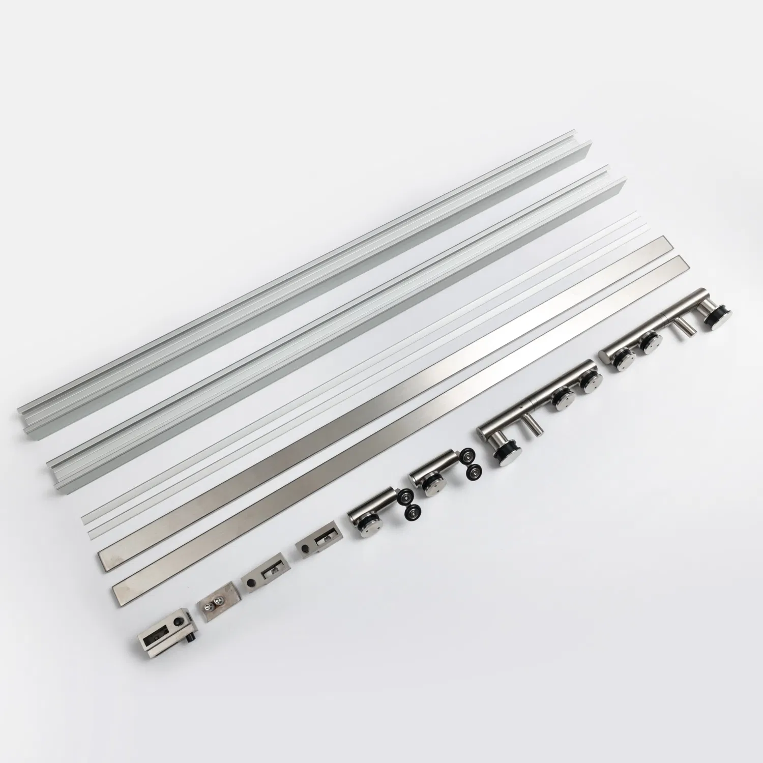 Luxury Sliding Shower Door Systems Hardware Whole Set Black Color Wholesale and Manufacturer for 90 Degree Frameless Door Bathroom Room Hardware