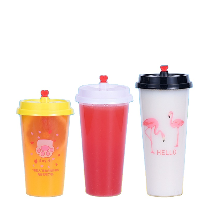 Manufacture 500ml Disposable PP Frosted Injection Cups with Lid for Cold Hot Drink Beverage Milktea