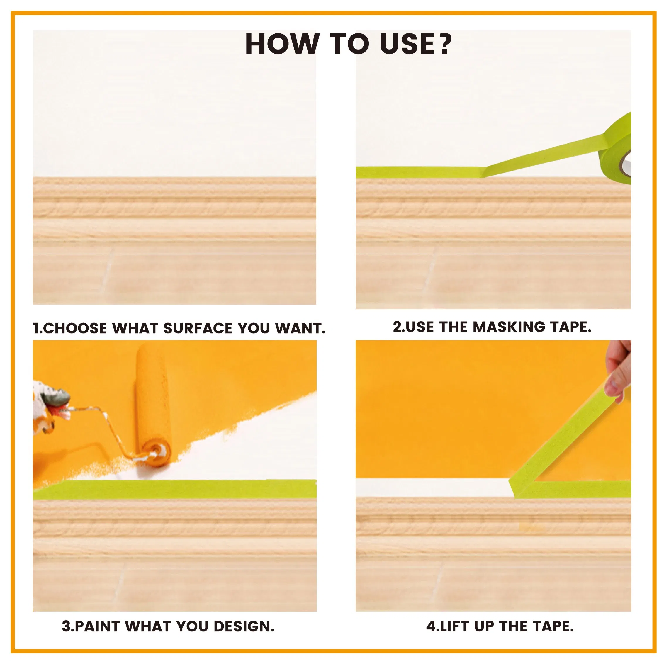 Green General Masking Tape for Automotive or Home Painting