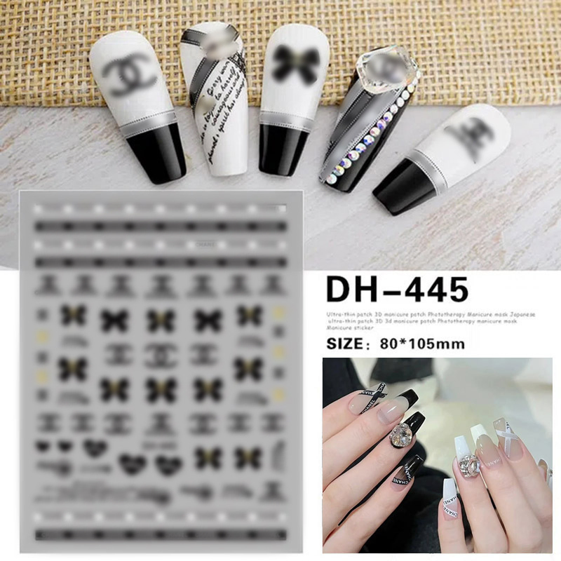 Luxury Brand Logo Nail Art Decoration Self Adhesive Nail Stickers Decals
