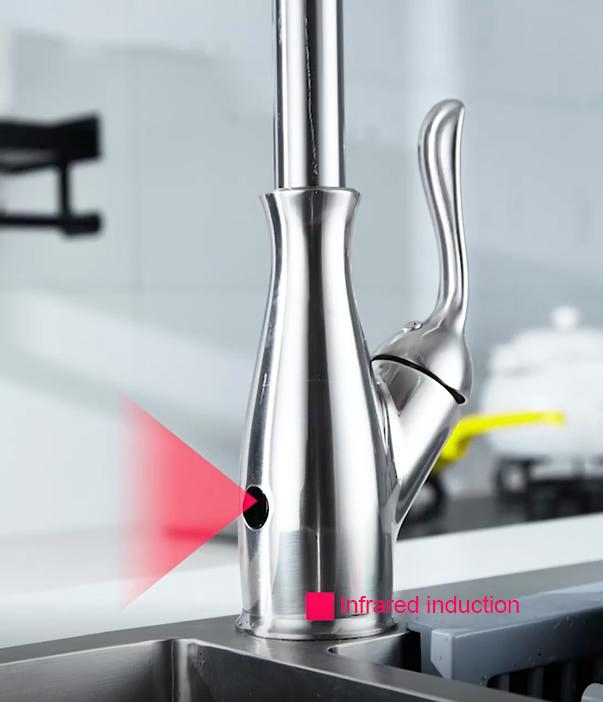 Sensor Kitchen Water Taps Sensitive Smart Touch Control Sink Faucet Mixer with Pull out Sprayer