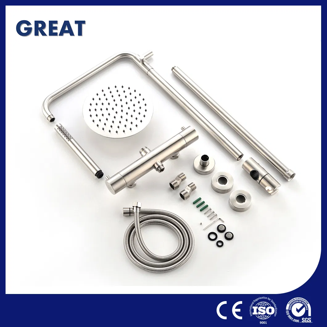 Great Rain Shower Faucet High-Quality Shower Panel Parts China GLS4926 Wall Mounted Shower Column Brushed Hand Shower Column Manufacturer
