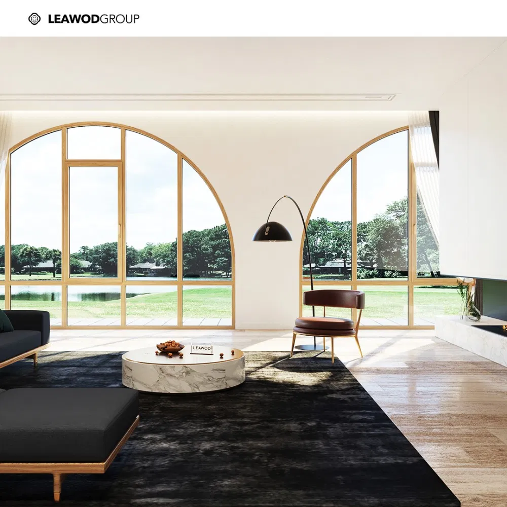 Leawod Customized Heat Insulation Soundproofed Wood Aluminum Composite Window with CSA Certification