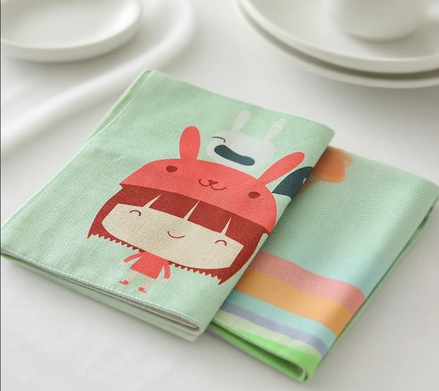 100% Cotton Canvas Customerized Kitchen Towel Silk Screen Printing Kitchen Linen Towels for Everyday