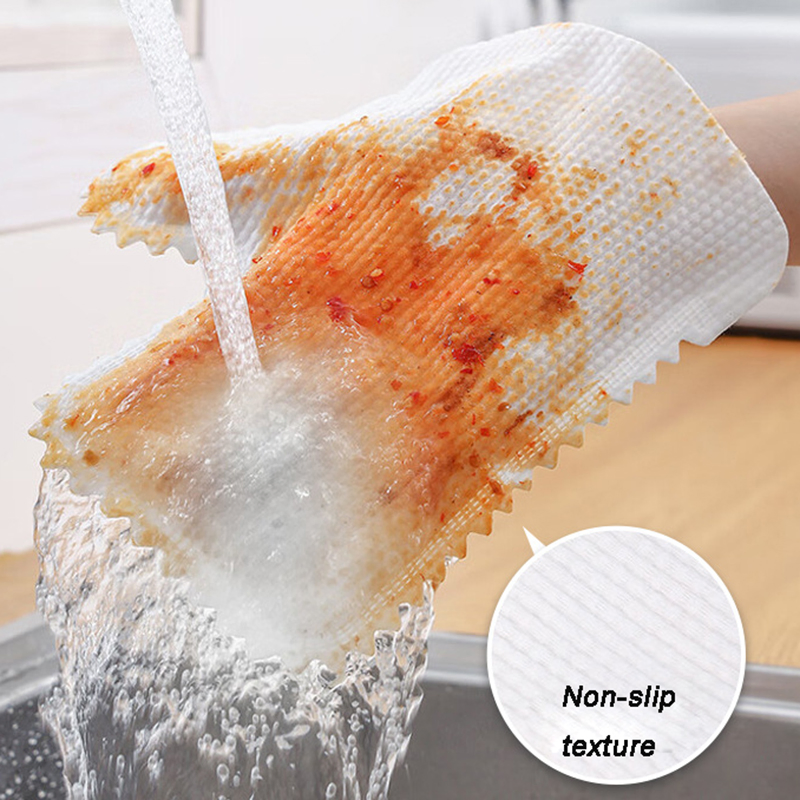 Esun Dishwashing Non- Woven Reusable Dry Wet Cleaning Gloves for Home Kitchen