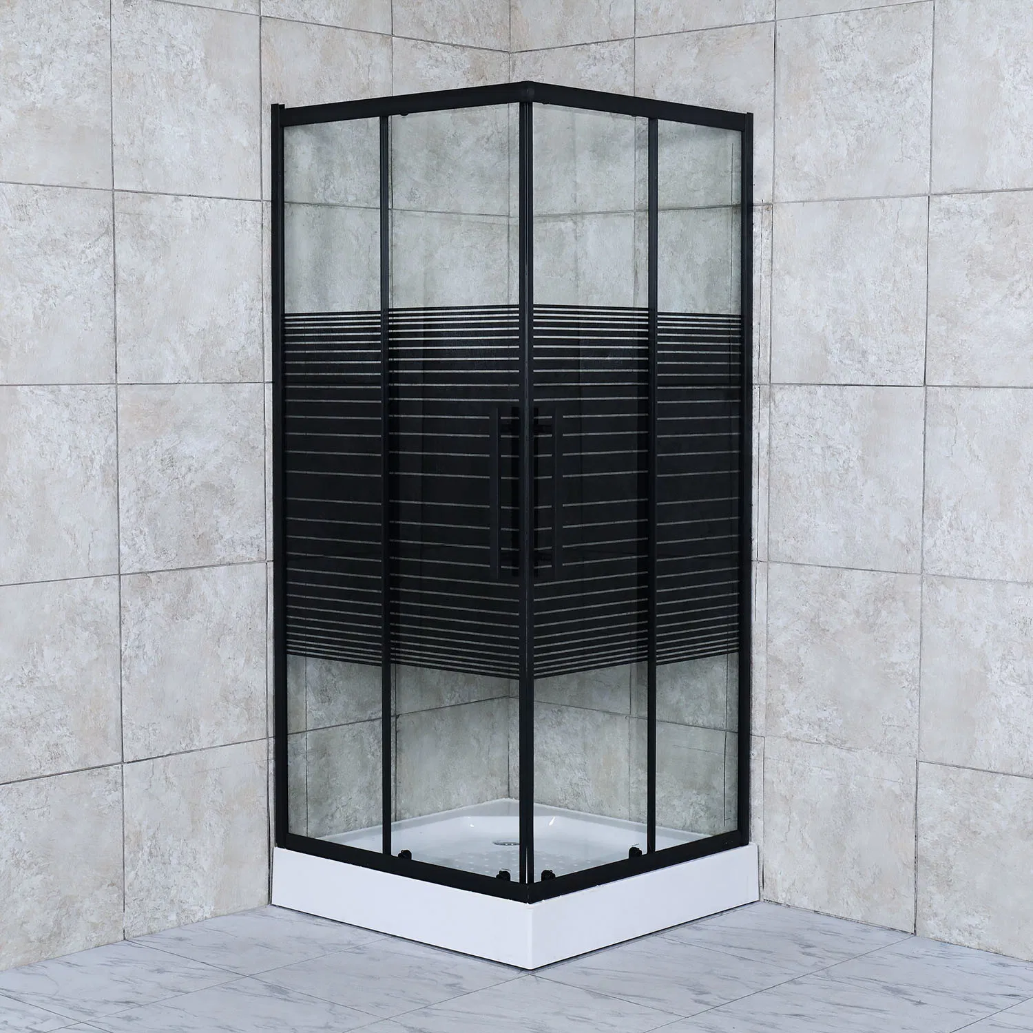 Hot Sale Prefab Bathroom Modern Tempered Glass Aluminium Frame Black Shower Enclosure