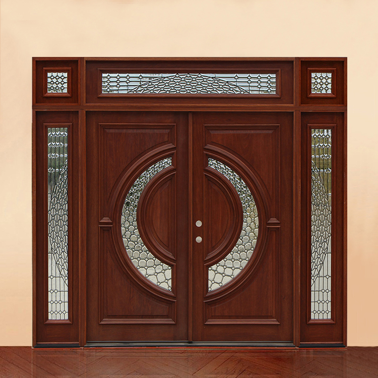 Wholesale Outdoor Modern Double Solid Wood Front Door Exterior Main Entrance Wooden Doors Design