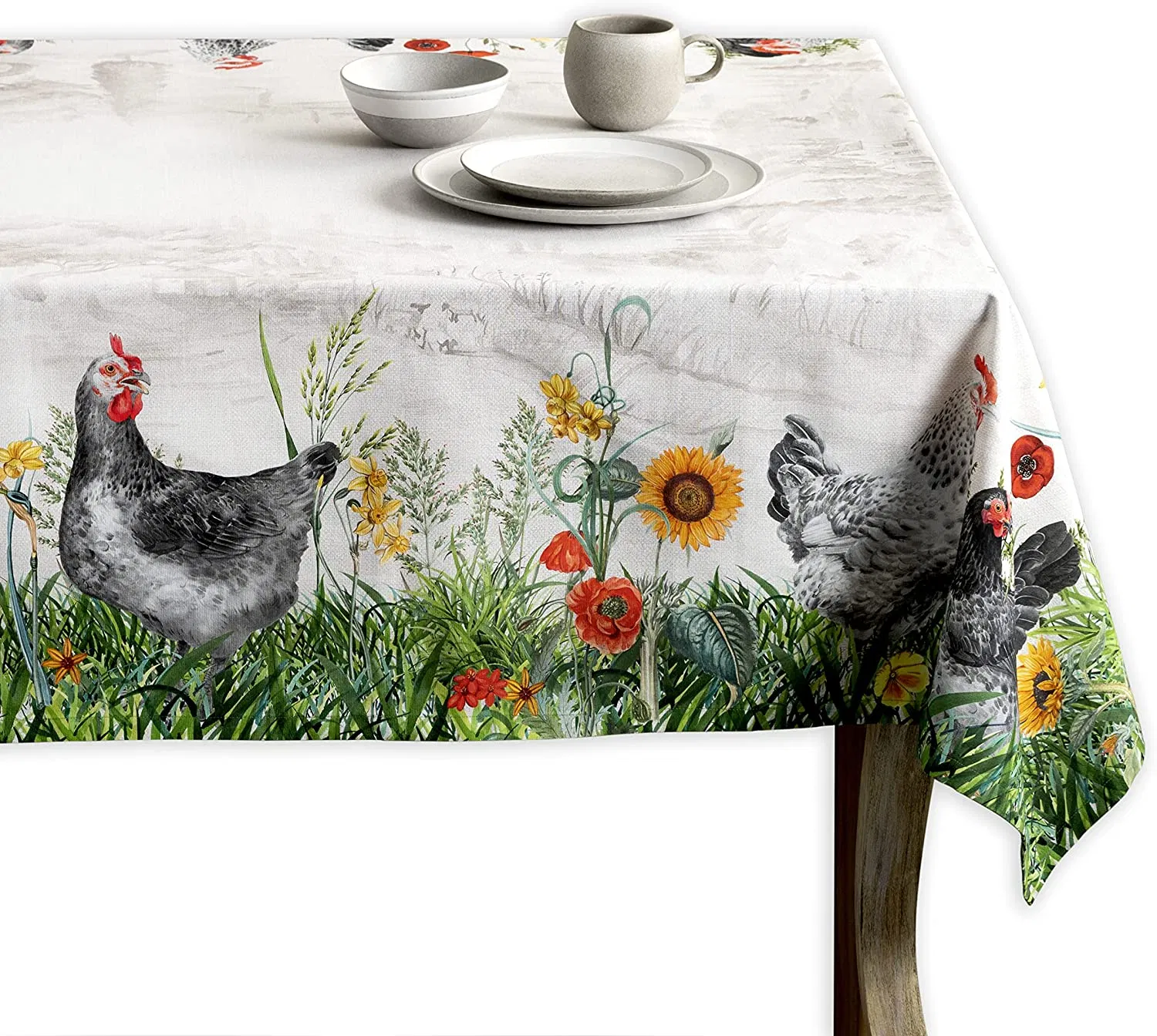 100% Cotton Tablecloth Kitchen Dining Table Cloth for Round Tables Farmhouse Tabletop