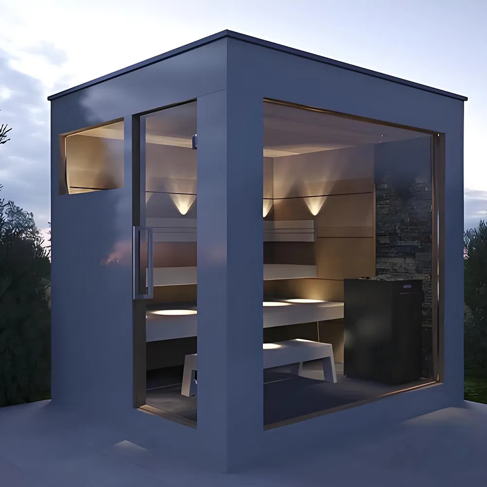 2-4 Person Sauna Wet Seam Solid Wood Sauna Room Outdoor Sauna Room Personal Use