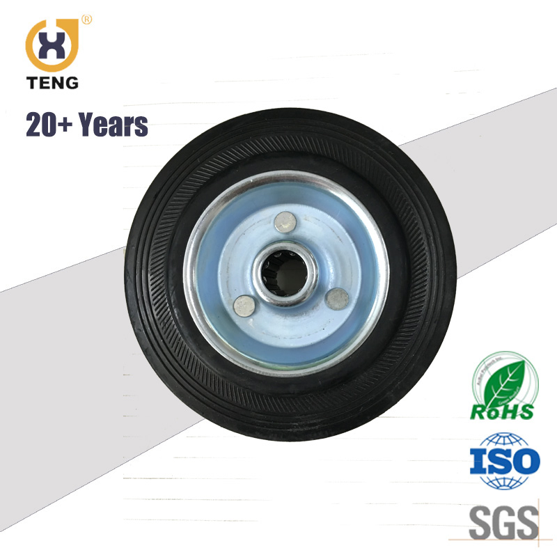 Cheap Black Rubber Wheel with Plastic/Steel Rim