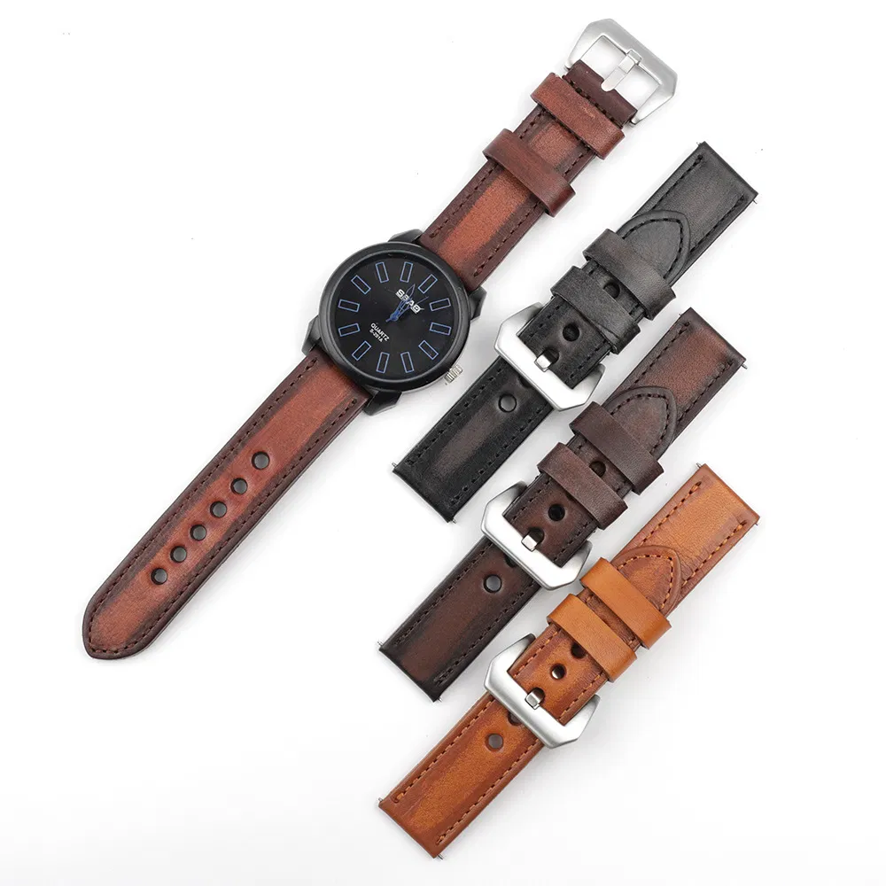 24mm Genuine Leather Watch Straps Vintage Brown Leather Watch Bands for Men Watch