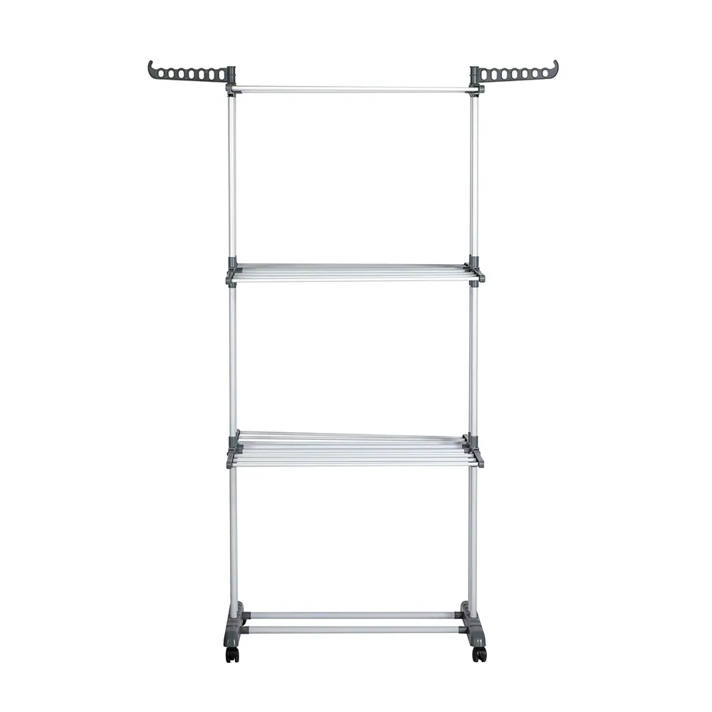Stainless Steel Floor Towel Rack Collapsible Freestanding Laundry Rack for Home Use