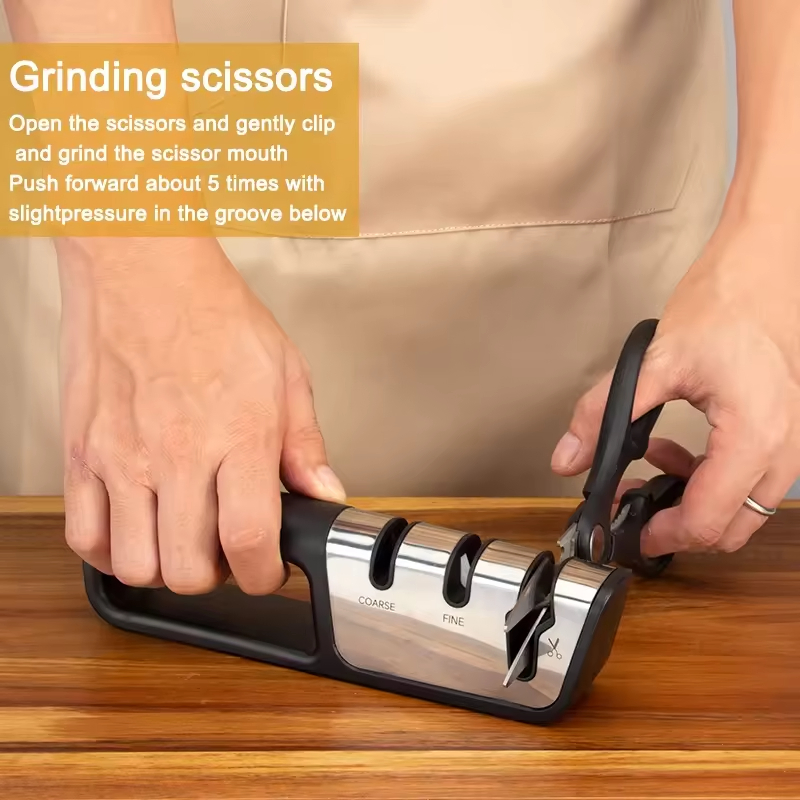 Professional Knife Sharpener 3 Stage Knife Sharpening Stone Multifunctional Kitchen Sharpen Tool Suitable for Knife and Scissors