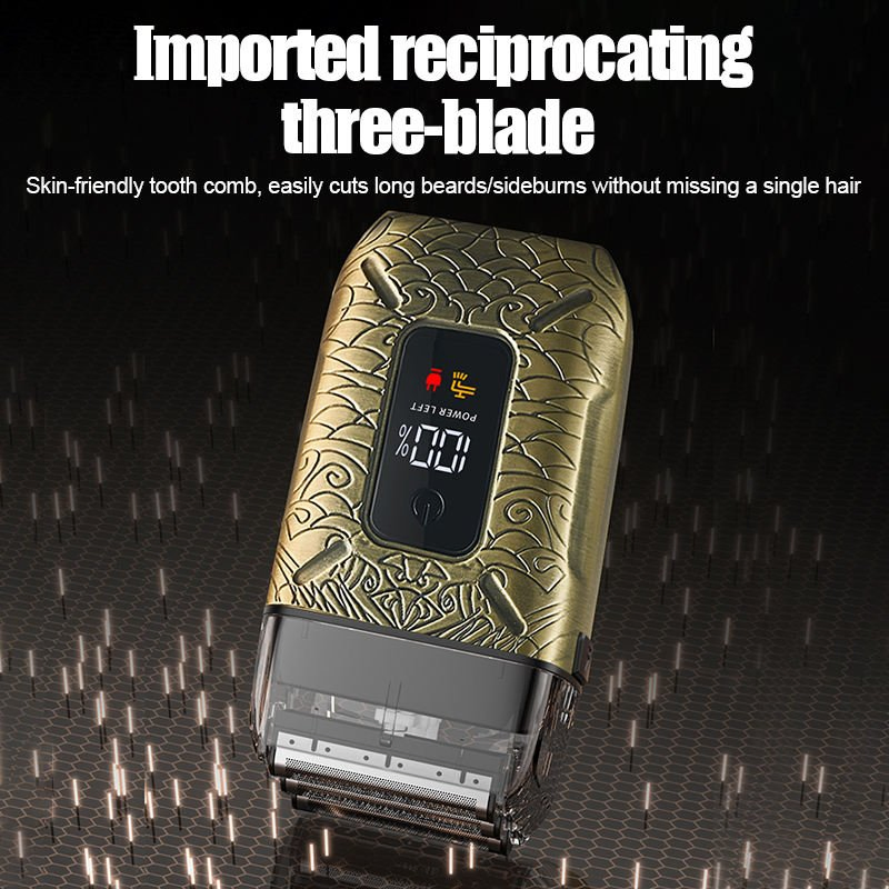 Men's Household Reciprocating Washable Three-Head Electric Shaver Salon Metal Bald Electric Haircut Whitener