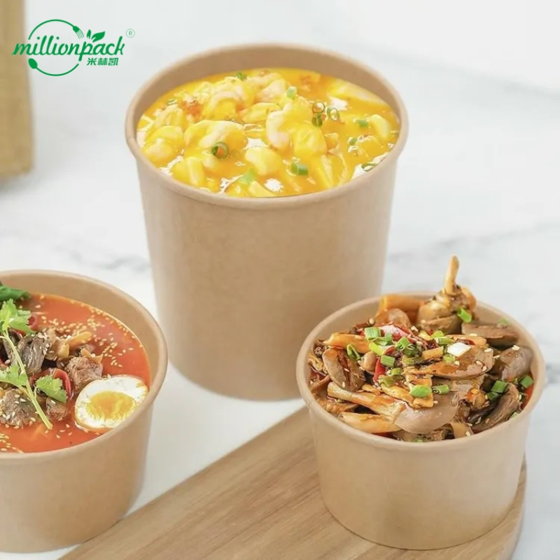 Cost Effective Kraft Paper Soup Bowl Disposable Food Container for Budget