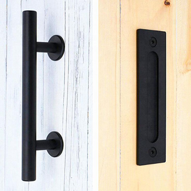 12 Inch Black Powder Coated Sliding Barn Door Handle