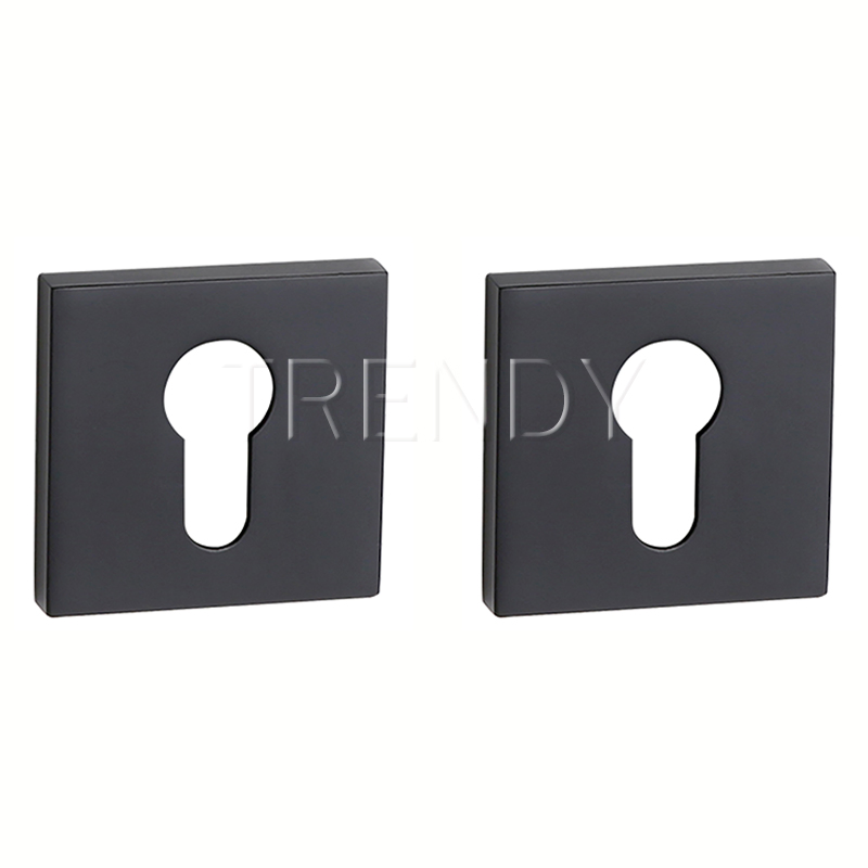 Black Door Lock Handle Hardware Zinc Alloy Square Cylinder Key Hole Lock Escutcheon (ZR25-CL)