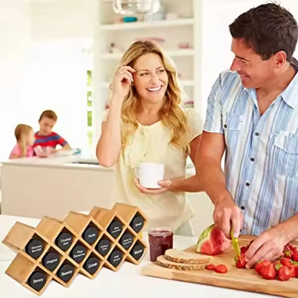 Popular Kitchen Storage Shelf Jar Standing Holder Bamboo Spice Rack