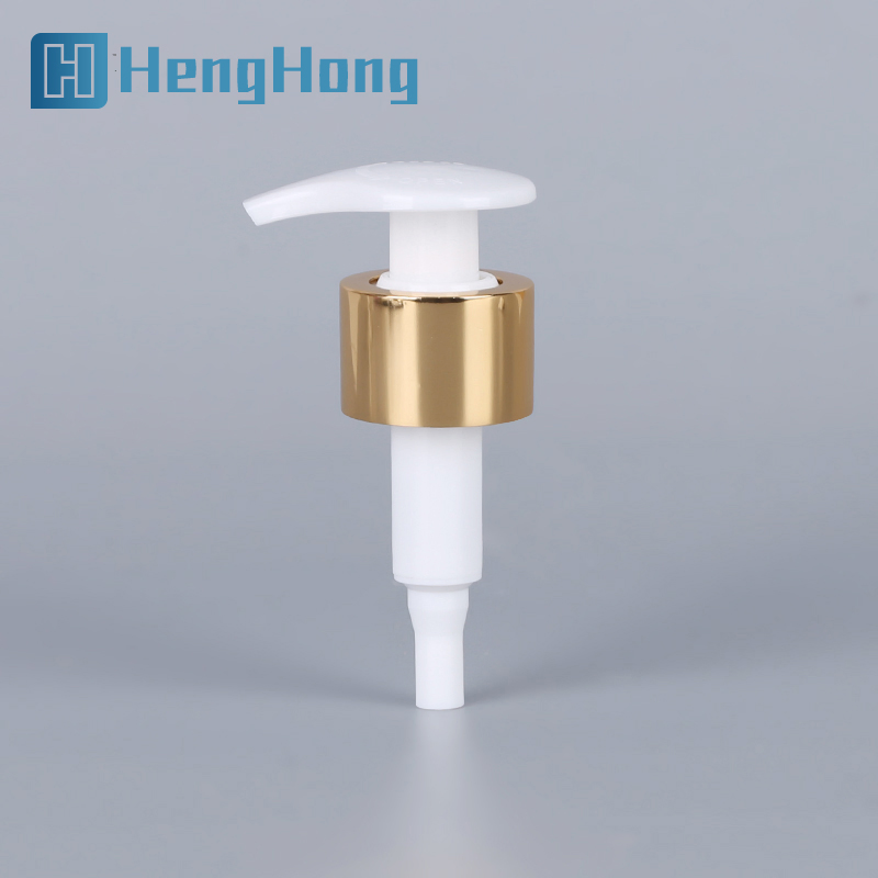Wholesale Left Right Lock Gold Metal Aluminum Collar Dispensing Lotion Cream Pump