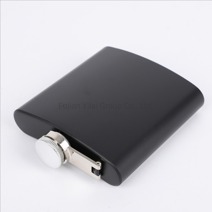 6oz Matte Black Hip Flask Stainless Steel Liquor Whiskey Alcohol Flask