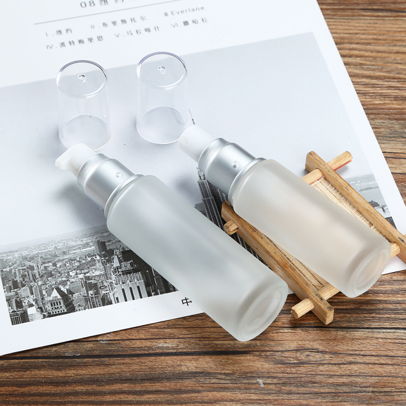 Custom Transparent Frost Glass Lotion Bottle with Vacuum Pump