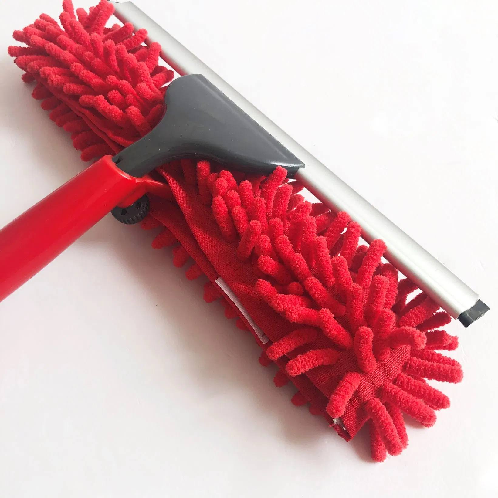 Chenille Window Washing Equipment Squeegee with Dobule Side Head Chenille Refill and Aluminum Holder with Rubber for Indoor and Outdoor Glass