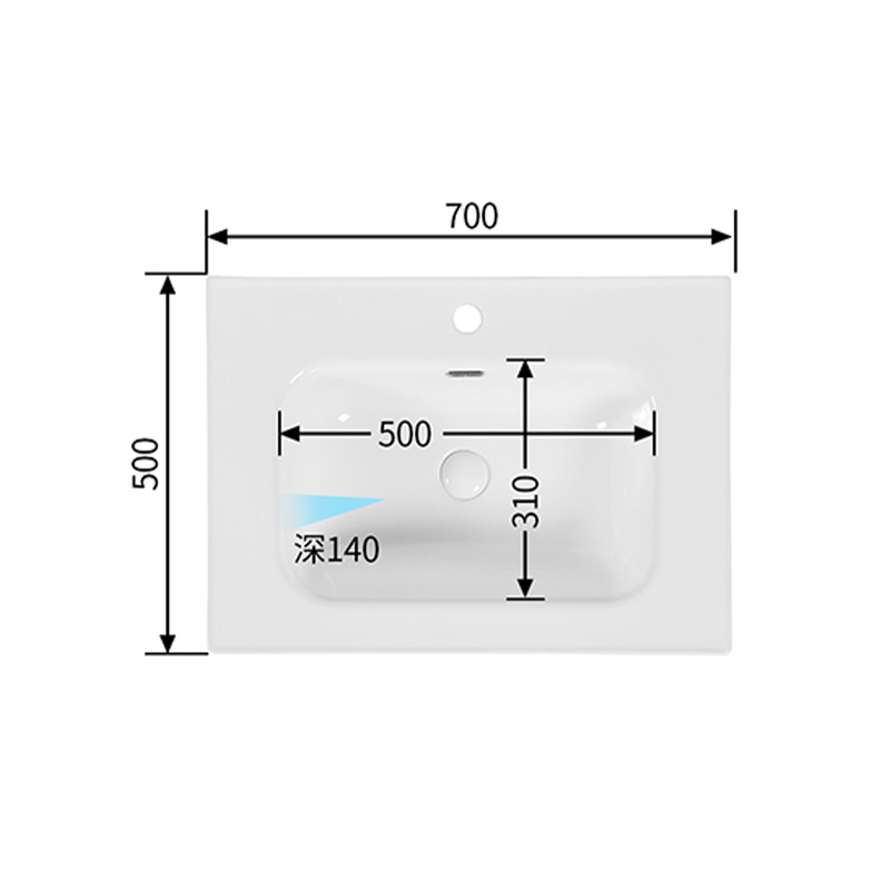 Modern White Ceramic Lavatory Wash Basin Rectangle Thin Vanity Top Single Cabinet Porcelain Bathroom Sink 1142-70